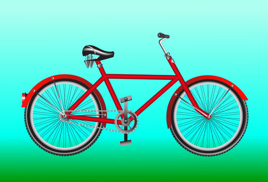New bicycle isolated on a green background.