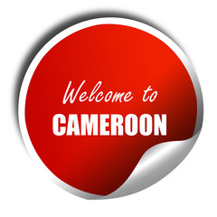 Welcome to cameroon, 3D rendering, red sticker with white text