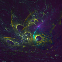 Abstract shapes made of fractal textures.