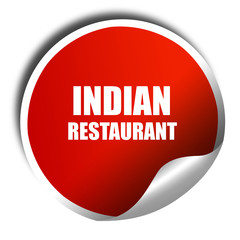 Delicious indian restaurant, 3D rendering, red sticker with whit