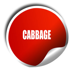 Delicious cabbage sign, 3D rendering, red sticker with white tex