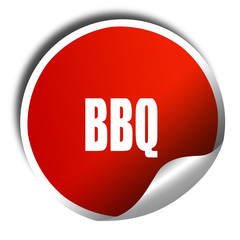 barbecue sign background, 3D rendering, red sticker with white t