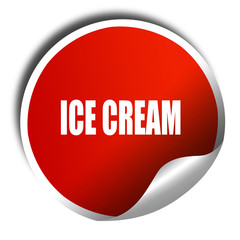 Delicious ice cream, 3D rendering, red sticker with white text