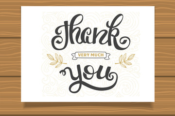 Thank you. Hand lettering sign for a card. Template thanksgiving cards, calligraphy.