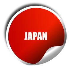 Greetings from japan, 3D rendering, red sticker with white text