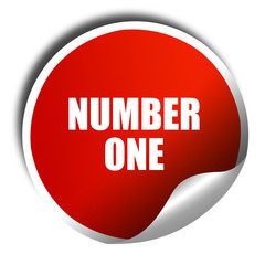 number one sign, 3D rendering, red sticker with white text