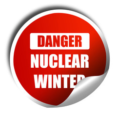 Nuclear danger background, 3D rendering, red sticker with white 