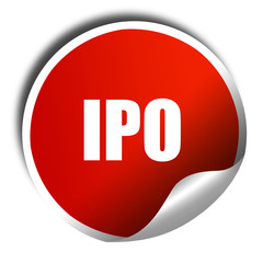 ipo, 3D rendering, red sticker with white text