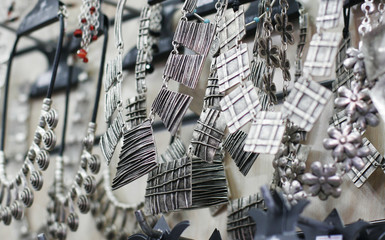 silver jewelry in the shop