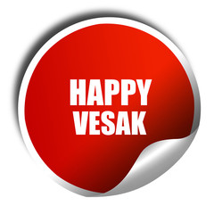 happy vesak, 3D rendering, red sticker with white text
