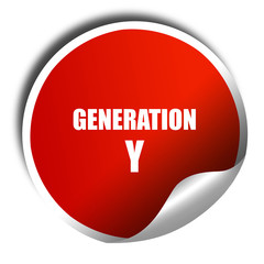 generation y word, 3D rendering, red sticker with white text