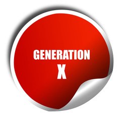 generation x word, 3D rendering, red sticker with white text