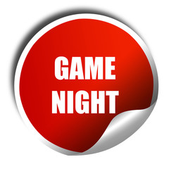 Game night sign, 3D rendering, red sticker with white text