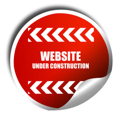 Under construction sign, 3D rendering, red sticker with white te
