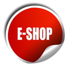 e-shop, 3D rendering, red sticker with white text