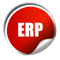 erp, 3D rendering, red sticker with white text