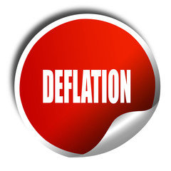 Deflation sign background, 3D rendering, red sticker with white 