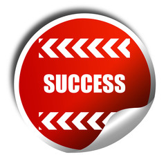 Success sign with smooth lines, 3D rendering, red sticker with w