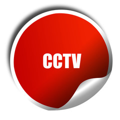 cctv, 3D rendering, red sticker with white text