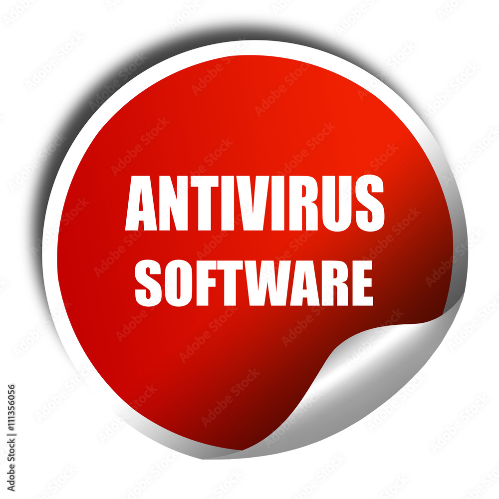 Poster malware computer background, 3d rendering, red sticker with whit
