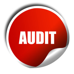 audit, 3D rendering, red sticker with white text