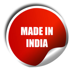 Made in india, 3D rendering, red sticker with white text
