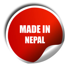 Made in nepal, 3D rendering, red sticker with white text