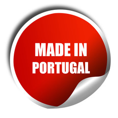 Made in portugal, 3D rendering, red sticker with white text