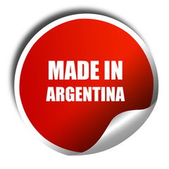 Made in argentina, 3D rendering, red sticker with white text