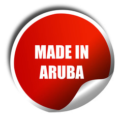 Made in aruba, 3D rendering, red sticker with white text