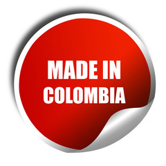 Made in colombia, 3D rendering, red sticker with white text