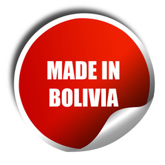 Made in bolivia, 3D rendering, red sticker with white text