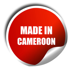 Made in cameroon, 3D rendering, red sticker with white text