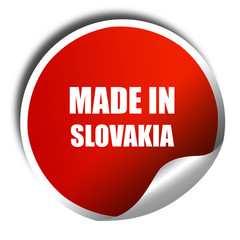 Made in slovakia, 3D rendering, red sticker with white text