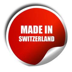 Made in switzerland, 3D rendering, red sticker with white text