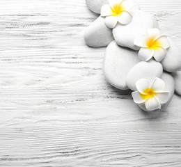 Beautiful spa composition on light wooden background