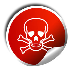 Poison sign background, 3D rendering, red sticker with white tex
