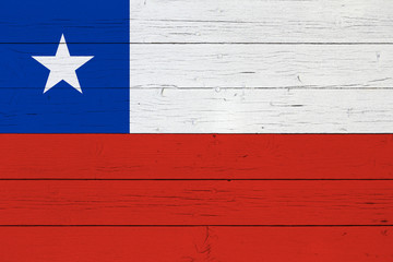 Flag of Chile on wooden background