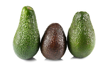 Fresh avocados isolated on white