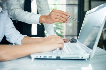 business working with laptop in office