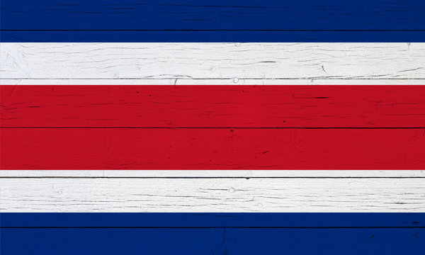Flag of Costa Rica on wooden background