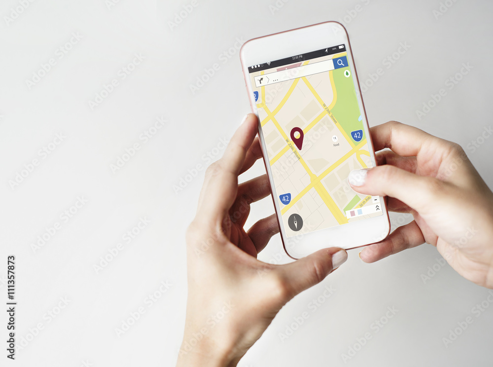 Poster map location information web layout concept