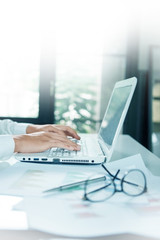 Businessman  working with laptop
