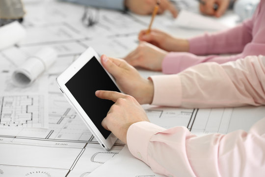 Young engineers working in the office