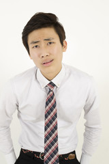 Stressed asian businessman