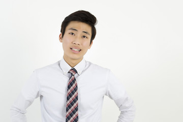 Stressed asian businessman