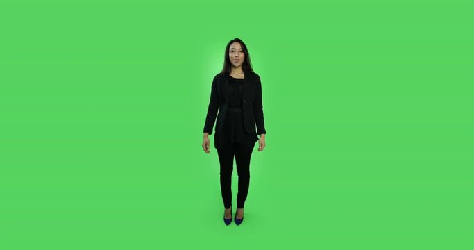 business woman isolated on green screen confident interview