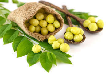 Group of fresh star gooseberry  and leaves