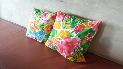 colorful local flower pattern cushion