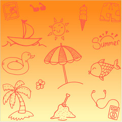 Doodle vector summer orange backgrounds